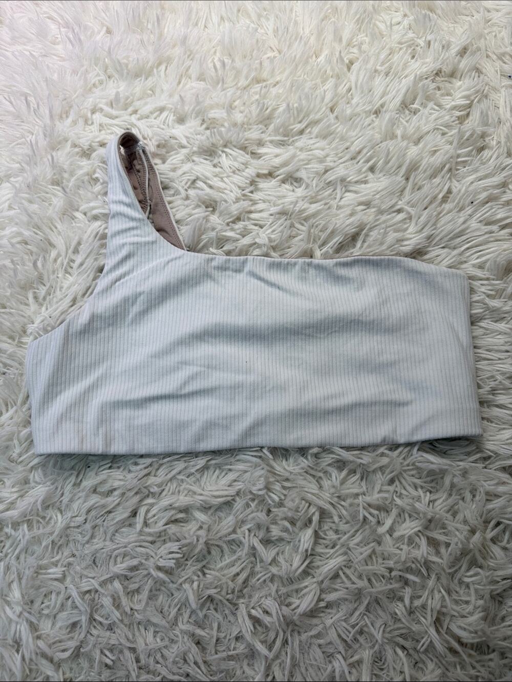 Lululemon Ribbed Nulu Asymmetrical Yoga Bra *Light Support, A/B Cup White